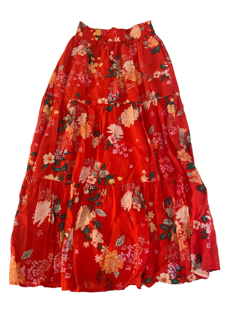 SKIES ARE BLUE RED FLORAL MAXI SKIRT SIZE MEDIUM